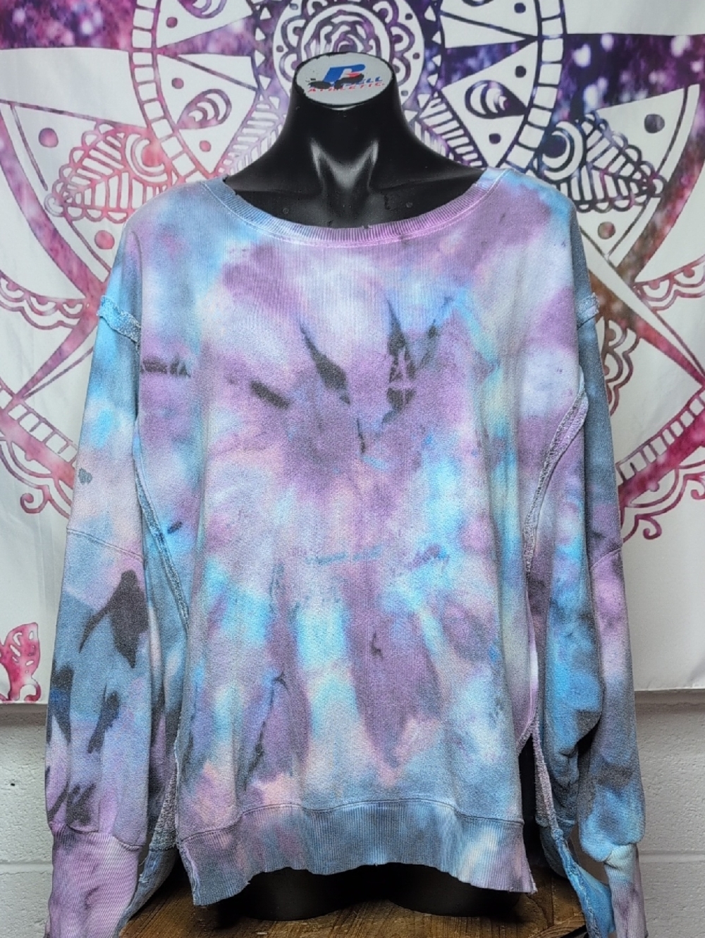Free People We The Free Purple & Blue Tie Dye Camden Sweatshirt | Size Small